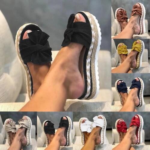 Women Sandals Platform Sandals Shoes Women Bow 2021 Summer Sandals Slipper Indoor Outdoor Flip-flops Beach Shoes Female Slippers