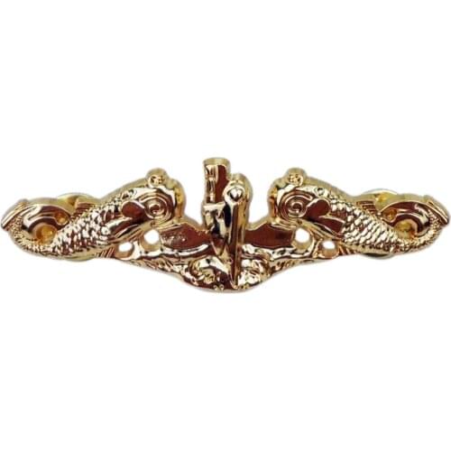 US MILITARY NAVY SUBMARINE METAL INSIGNIA BADGE PIN GOLD