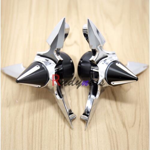 1 1/8" Spun Chrome Blade&Black Axle Caps For Harley 2008-2017 Sportster Touring Dyna Softail Street Glide Road King