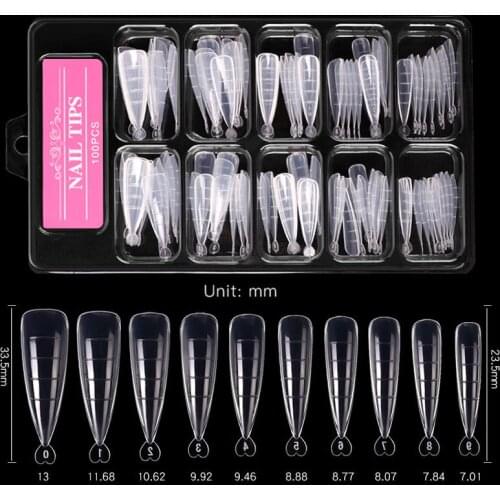 10 Sets Full Cover Sculpted Nail Tips Fake Nails Extension Tips Mould Accessories Building Mold Finger Tips Manicuring Tools