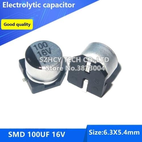 100pcs SMD 100UF 16V 6.3*5.4 Electrolytic capacitor