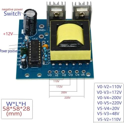 150W Car DC 12V To AC 110V 220V Power Inverter Charger Converter Boost Board