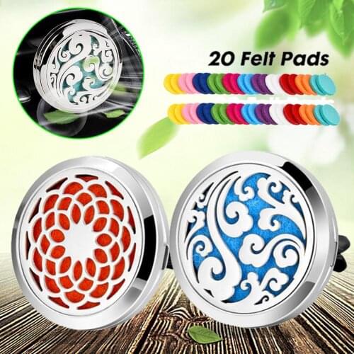 2PCS 20 Tablets Car Aroma Diffuser Aromatherapy Essential Oil Diffuser Vent Clip Stainless Steel Locket Car Styling Decoration