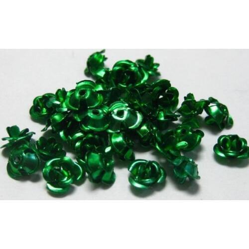200 Green Aluminum Metal Rose Flower Beads 8mm Finding