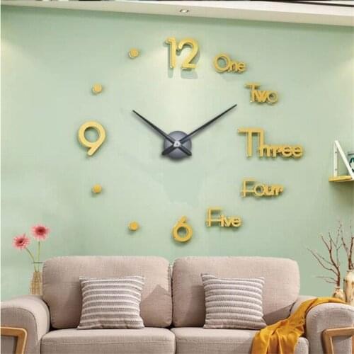 2021 Home Decor Wall Clock 3d Acrylic Mirror Sticker Clock Mute Diy Big Size Quartz Clocks to Decorate Living Room Office