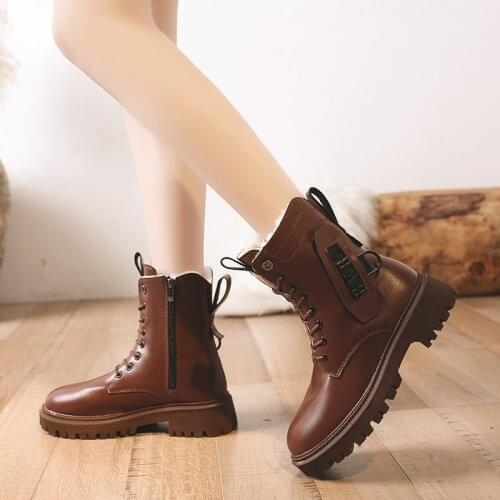 2021 Winter Womens Boots High-top Plus Velvet Martin Boots Fashion Beautiful Motorcycle Boots Metal Zipper Platform Boots