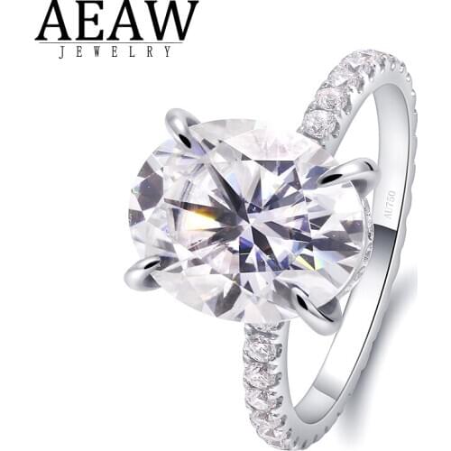 5.0carat DF Color VVS1 Oval Cut Excellent Moissanite Engagement Ring Full Eternity Band 18k White Gold Fine Ring for Lady