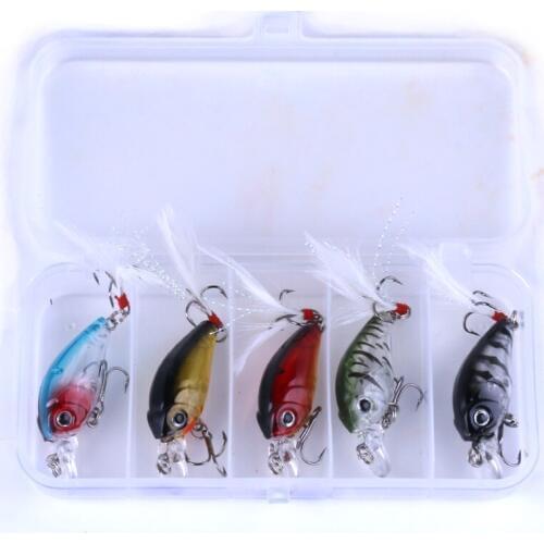 5pcs Fishing Lures Kit 3.4g Minnow Lures Isca Crankbait Bait With Hooks Pesca Head Fishing Lure In Box Fishing Tackle