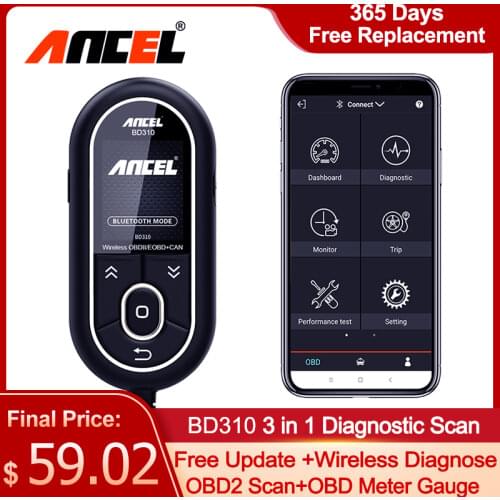 ANCEL BD310 OBD2 Scanner Bluetooth 3in1 On-Board Computer for Car Digital Meter OBD Car Diagnostic Tool Update For Free