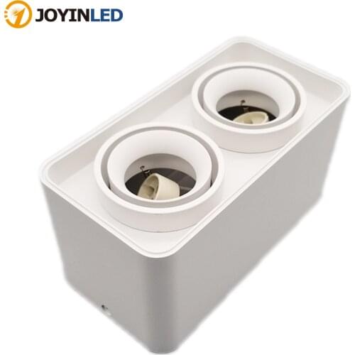 Surface Mounted LED GU10 Downlight Lamp Holder Aluminum LED Spotlight Fixture Rectangular Double Head Ceiling Spotlight Frame