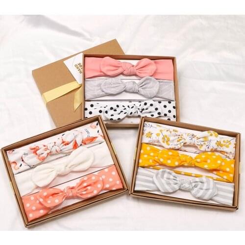 MIXIU 3Pcs/set Baby Headbands Cotton Print Newborn Photography Props Infant Baby Turban Hairbands Baby Girls Hair Accessories