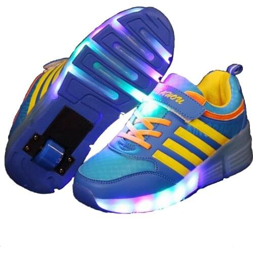 Kids LED roller shoes for boy girl children glowing luminous light up sneakers with wheels kids boyts rollers skate pink shoes