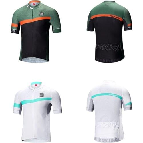 Santic Men Cycling Jersey Antislip Cycling Short Sleeve Jersey Cuff Road Bike MTB Short Sleeve Tops Breathable Reflective