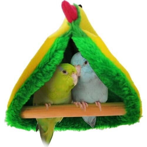 Parrot Hammock Plush Bird Nest Pet Triangle Warm Hanging Bed Cage Cave Hut Tent K1MF