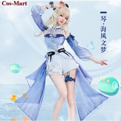 Game Genshin Impact Jean Cosplay Costume Dream Of Sea Breeze Sweet Lovely Swimsuit Female Activity Party Role Play Clothing S-XL