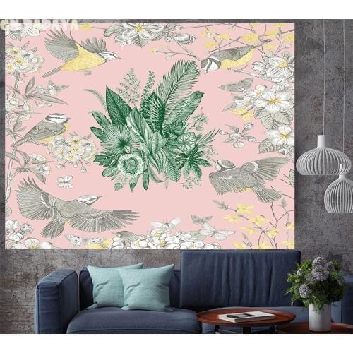 Nordic Style flower goblen tropical plants Tapestry retro macrame Retro Polyester macrame Wall Hanging bohemian wall home decor