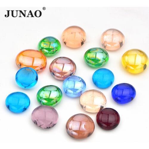 JUNAO 20pcs Mix Color Glass Mosaic Tiles Stones Round Cabochons Beads DIY Mosaic Making for Puzzle Arts Home Decoration Crafts