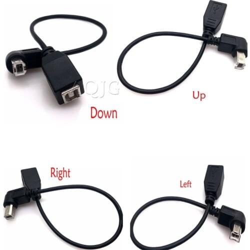USB Printer Scanner Cable 25cm USB 2.0 B Male to B Female Printer Scanner Extension Cable Up Down Right Left Angled 90 Degree