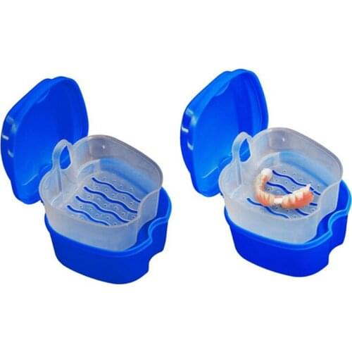 Artificial Tooth Box Denture Bath Box Tooth Care Organizer Dental False Teeth Storage Hanging Net Container Cleaning Teeth Cases