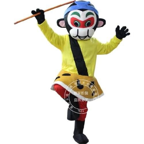 Monkey King Journey To The West Mascot Costume Sun Wukong mascot costume Adult Size Cartoon Character Monkey mascotte costum