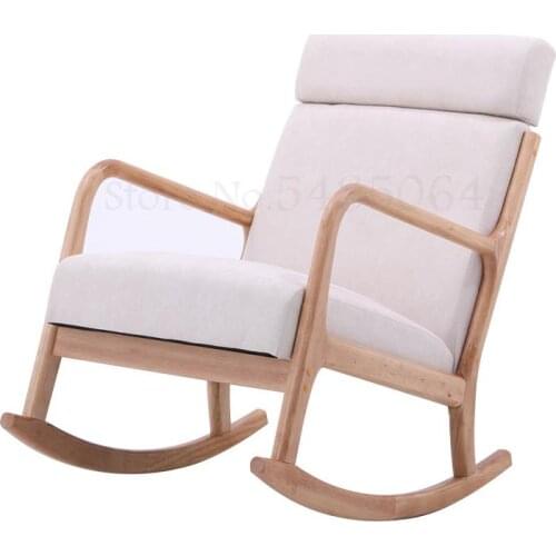 Nordic Solid Wood Rocking Chair Lazy Sofa Balcony Leisure Rocking Chair Sofa Chair Modern Minimalist Nap Rocking Chair Back