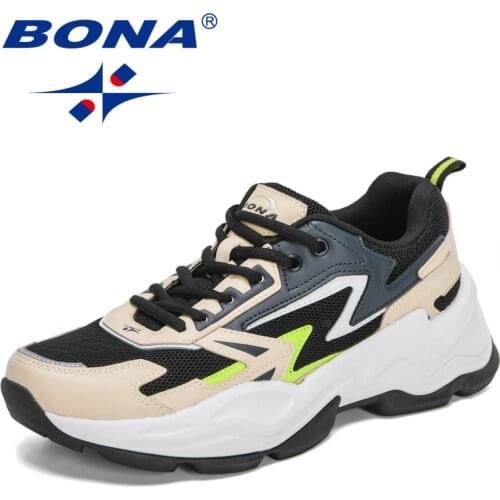 BONA 2021 New Designers Running Shoes Men Multi Color Sneakers Mesh Breathable Outdoor Sport Jogging Shoes Youth Movement Shoes