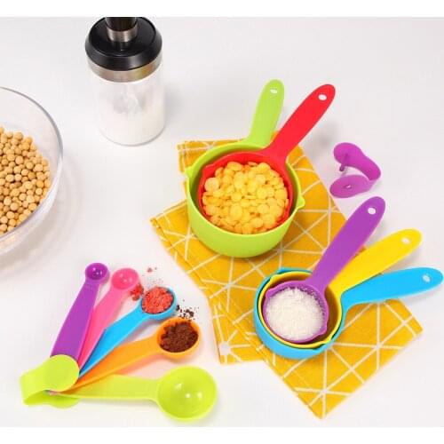 Multi Purpose Spoons/Cup Measuring Spoons/Cup Set 5/10pcs Tea Coffee Spoon Baking Measuring Tool Plastic Handle Kitchen Gadgets