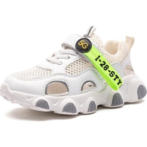 Fashion Mesh Breathable Kids Sandals Beach Boys Girls Sandals 2021 Summer New Casual Cut-outs Sports Shoes Childrens Sneakers