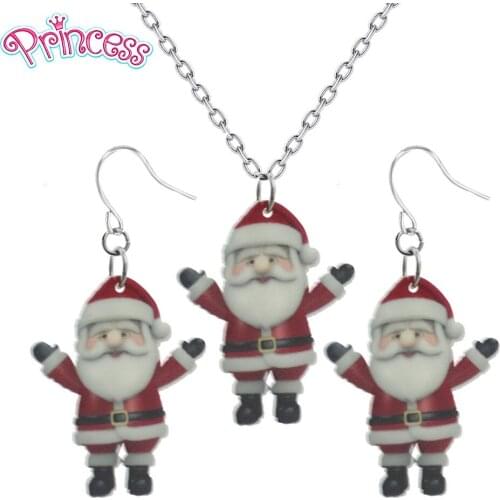 2019 New Fashion Girls Kids Xmas Gift Father Christmas Pendant Short Chain Necklace Christmas Gift Free Shipping Wholesale KS74
