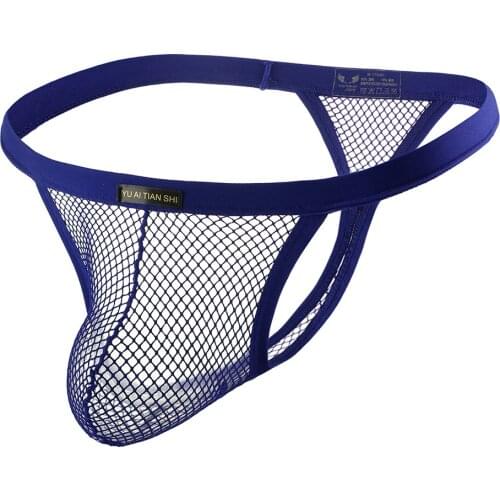 Men Thongs Underwear Mesh Transparent Sexy G-Strings Male Erotic See Through Y-Back Thong Low Rise Underwear Breathable Panty