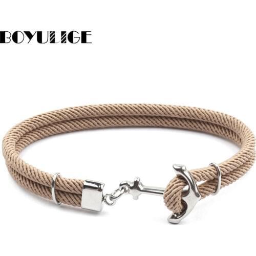 New Milan Multi-layer Rope Stainless Steel Men Anchor Bracelet Charm Bracelets For Women Male Survival Navy Style Sport Hooks