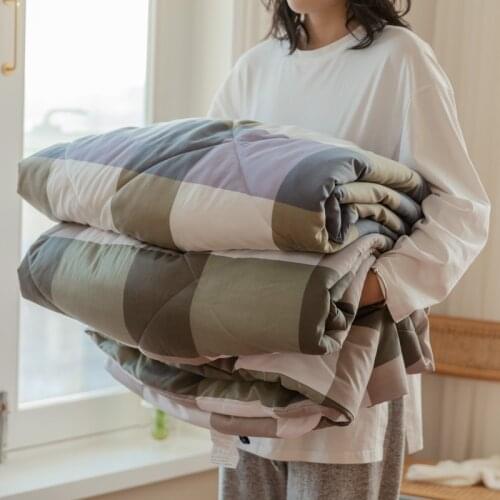 Blanket Nordic Minimalist Style Super Soft Comforter Premium Cotton Quilt Stripe Blanket Single Queen King Size Air-Condition