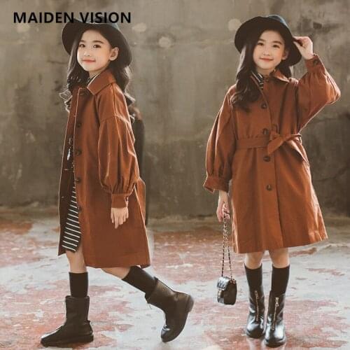 Autumn Winter Girls Trench long Coats Clothes British Style belt Childrens Windbreaker Jackets Teenagers Kids Tops Costumes