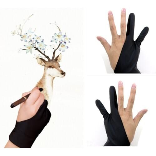 1Pc Artist Glove 2-fingers Drawing Gloves Art Sets Anti-fouling for Graphic Tablet Smudge Stump Stick Pen Refill Right Left Hand