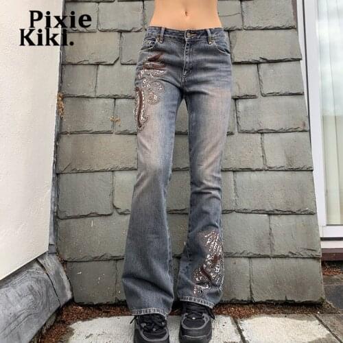 Женские джинсы с вышивкой PIXIEKIKI China At AliExpress