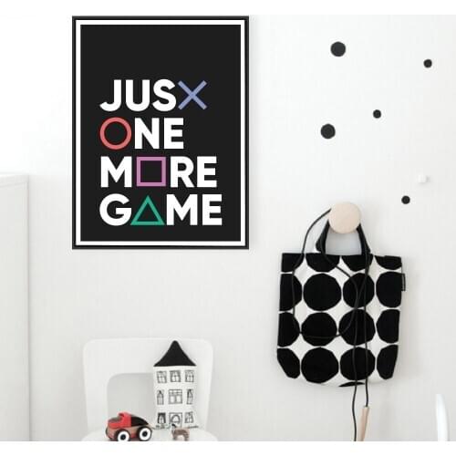 Just One More Game Poster Prints Gamer Joystick Symbols Gamepad Controller Boys Room Wall Art Retro poster kraft paper