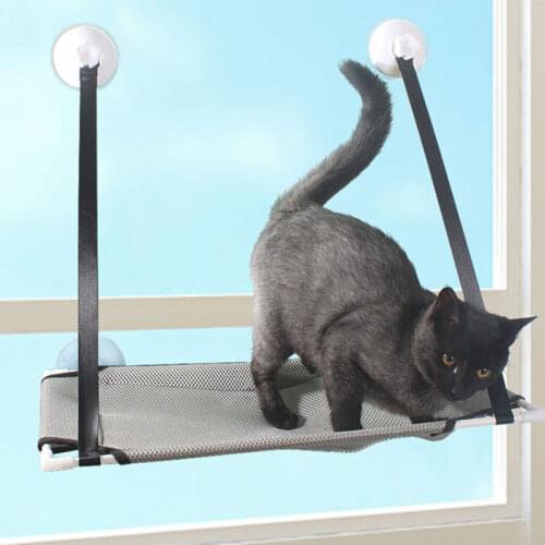 Pet Hanging Bed Cat Beds Sucker Window Mounted Perch Cat Hammock Wood Shelf Seat Pet Climbing Toys Supports up to 10kg