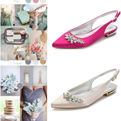 Casual Simplicity Women Flats Pointed Toe Satin Wedding Shoes For Bride Ankle Strap Evening Party Low Heel Slingback Autumn
