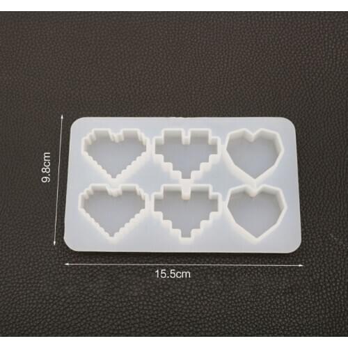 Crystal Epoxy UV Resin Mold Pixel Love Heart Shape High Mirror DIY Handmade Pendant Silicone Molds