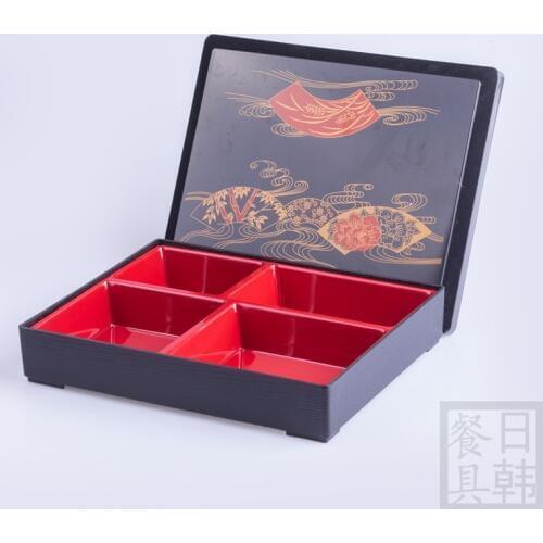 Four grids high temperature resistant rectangular Japanese lunch box quick delivery business package picnic meal box mess tin