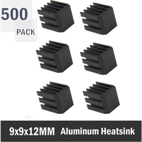 500PCS Black 9x9x12mm Heatsinks Aluminum Cooling 9MM 12MM Heatsinks Chipset Heat Sink RAM Radiator Heatsink Cooler