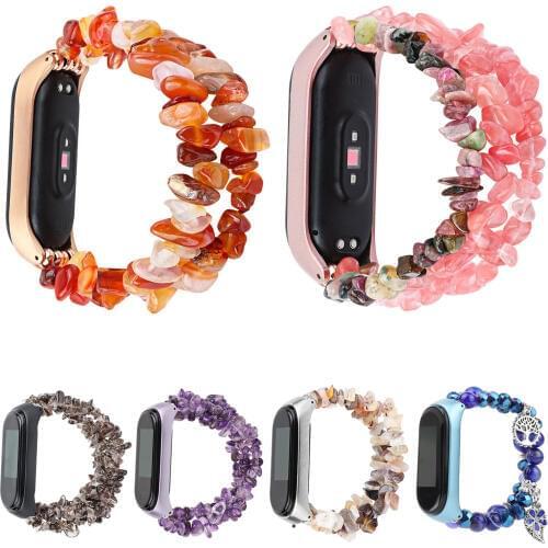 Mi Band 3 4 Wrist Strap Women Jewelry Band Crystal Wristband For Xiaomi Mi Band 4 3 Strap Agate Bracelet
