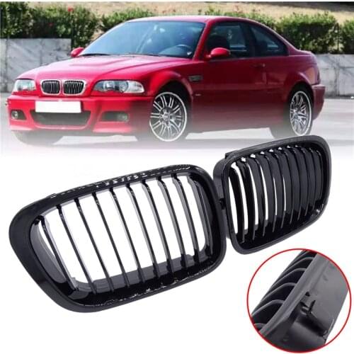 1 Pair ABS Black Car Front Center Kidney Grille Racing Grille for BMW 3-Series E46 Compact 325ti/328i/320i/316ti/330d 1998-2001