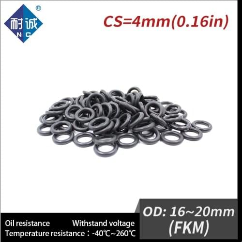 5PC/lot Rubber Ring Black FKM O ring Seals Thickness 4mm OD16/18/20mm Rubber O-Rings Fuel Washer