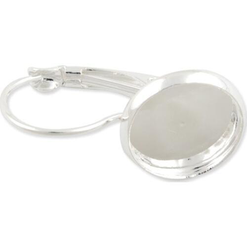 Silver French Lever Back Earrings Blank/Base,fit 12MM glass cabochons,buttons;earring blank,earring bezels