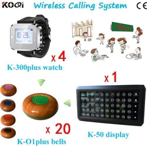 Restaurant Call System with LED Display Watch Pager Bell Button CE Approved 433.92 mhz