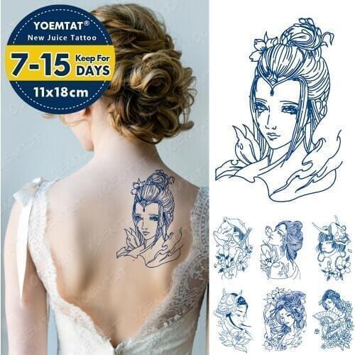Juice Ink Tattoos Body Art Lasting Waterproof Temporary Tattoo Sticker Geisha Beauty Warrior Tatoo Arm Fake Tradition Line Tatto