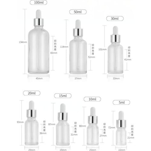 15pcs 5/10/15/20/30/50/100ml Tubes Clear Dropper Glass Aromatherapy Liquid for Essential Massage Oil Pipette Refillable Bottles