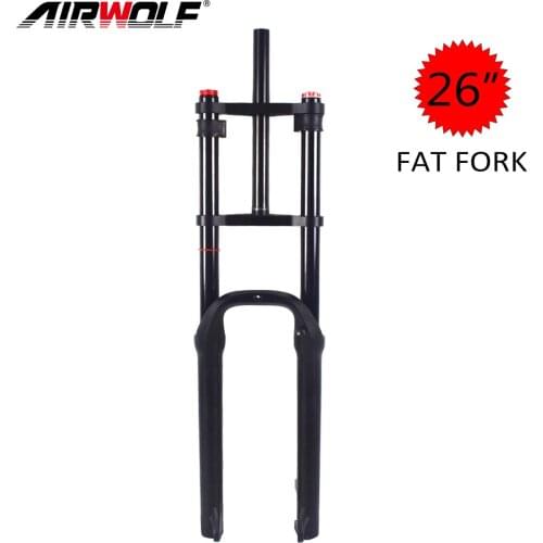 AIRWOLF Suspension Mtb Fork 26 Fat Bike Fork Quick Release 135*9mm Straight Tube Headsets 28.6mm Alloy Mountain Bicycle Forks