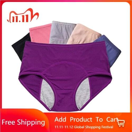 Plus Size Leak Proof Menstrual Panties Physiological Pants Women Underwear Period Waterproof Female Lingerie Mid-Rise Briefs